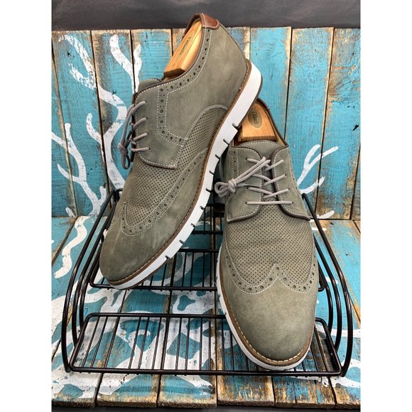 Johnston & Murphy Martell Perforated Wingtip Gray Tumble Nubuck Sz 13M - Picture 4 of 10